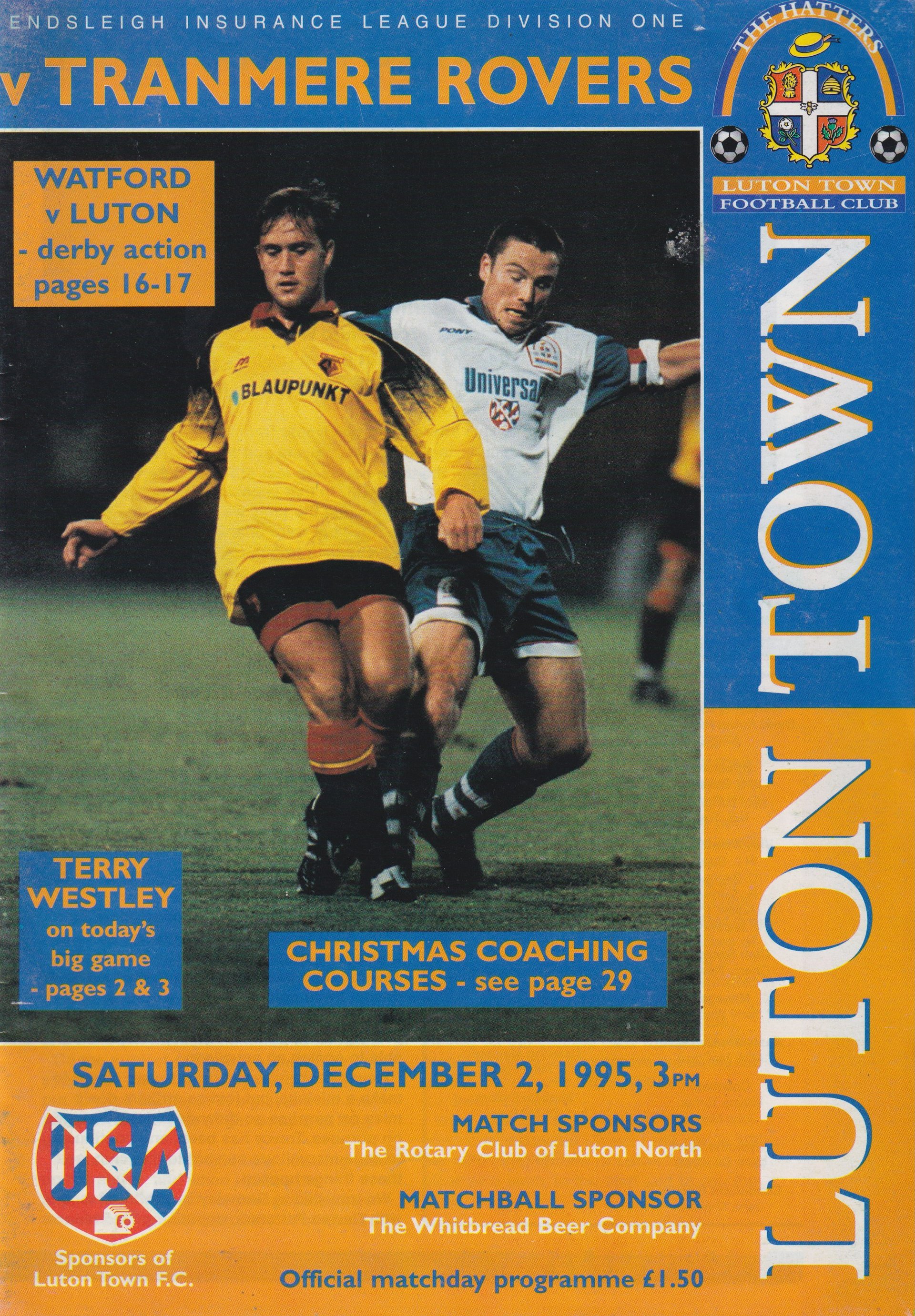 Luton Town v Tranmere Rovers match programme